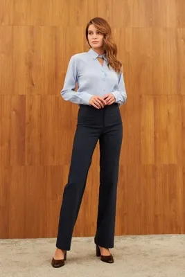 STELLA PULVIS Lacivert Yüksel Bel Straight Fit Pantolon