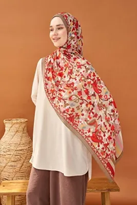Silk Home Riva Şal Tencel Botanical Floral Vizon