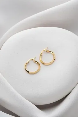 Nereze 925 Ayar Gümüş Gold Halka Model Şarnel Küpe