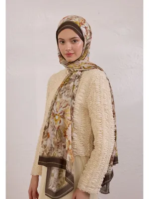 Fresh Scarfs Jasmıne Joy Desen Rami Şal Kahve