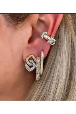 ANGELSS JEWELLERY Zirkon Detaylı Çelik Sarmal Küpe