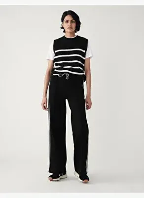 Marks & Spencer Jersey Yan Şerit Detaylı Wide Leg Pantolon