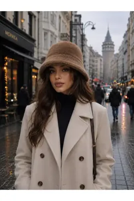 Trend Şapka 19132 Vizon Peluş Bucket Şapka