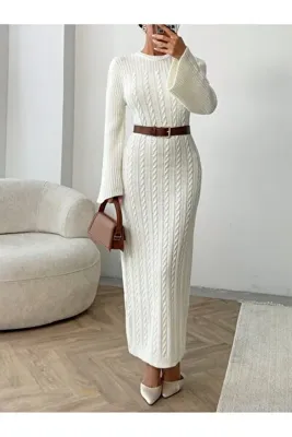 HEP tekstil triko saçlı uzun elbise