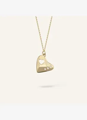 AJA Secret Heart Kalp Figürlü Taşlı Altın Kolye