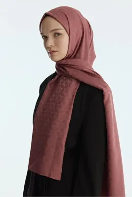 MİRSOY SCARF İpeksi Jakar Piramit Desen Şal - Gül