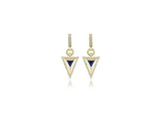 Ema Jewellery Altın Safir Taşlı Piramit Küpe