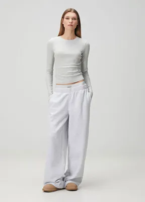 Skims Cotton Fleece Açık Gri Oversized Eşofman Altı