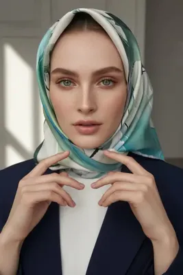 Vissona %100 Twill İpek Eşarp 90x90 Soyut Sulu Boya Desenli El Dikişli Kadın Eşarp