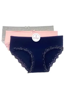 DONLİZZA Dantelli Bato Lacivert,pembe,gri 3 Adet