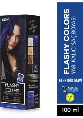 Neva Flashy Colors Yarı Kalıcı Saç Boyası Elektrik Mavi-Electrik Blue