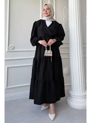 InStyle Modal Cupra Bolero Etekli Siyah Takım