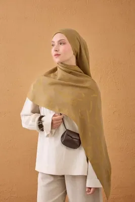 Silk Home Kadın Hardal Kemer Desen Naia Pamuk Şal 500011-12