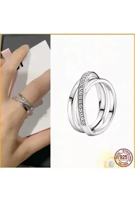 Hector&Co. Jewellery Gümüş Üçlü İç İçe Geçmiş Bant Yüzük