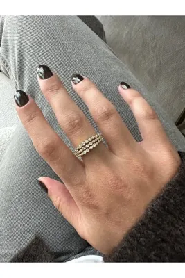 ringbox Gold 3 Sıra Taşlı Yüzük