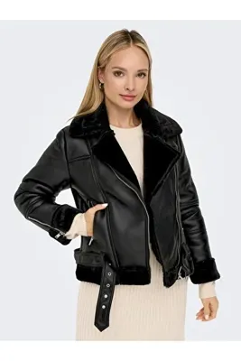 ONLY Kürklü Suni Deri Mont Biker Ceket 15260002