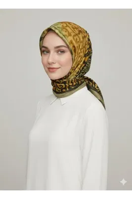 nehir eşarp Etnik Desen Viskon Modal Eşarp 100x100 Cm
