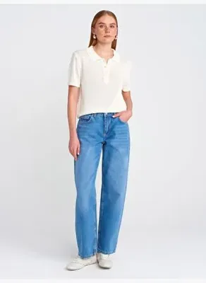 Dilvin 71769 %100 Pamuk Eskitmeli Mini Balon Denim Pantolon