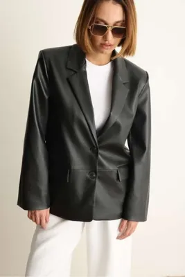 Swass Carrie Deri Blazer Ceket Siyah
