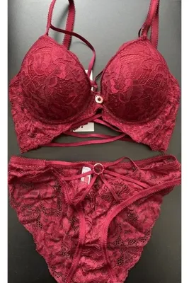 Le Jardin 5025 Katty Biye Şeritli Silikonlu Bordo Sütyen Takım