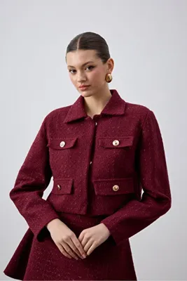 LAULEİ Klapa Yakalı Tüvit Ceket Bordo