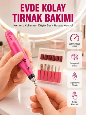 hediye 6 Uçlu Elektrikli Manikür Pedikür Seti Yeni Nesil