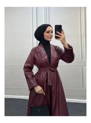 Esre Store 4461 - Deri Trençkot Bordo-I4