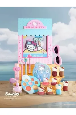 Sheglam Hello Kitty Beauty Box Işıltılı Güzellik Paleti, Göz Farı ,Ruj & Allık ve Aydınlatıcı, 7 Renkli Mat ve Simli Makyaj Seti
