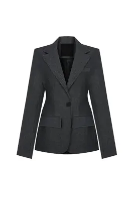 LE TOMAS HOURGLASS DENIM BLAZER JACKET DARK GREY