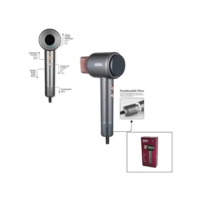 Diğer Sinbo Shd-1717 Bldc Turbo Motor Tokmak Model Saç Kurutma Makinesi 1600w 2-kdm.hız 3-kdm.sıcaklık Yapışkanlı Askı