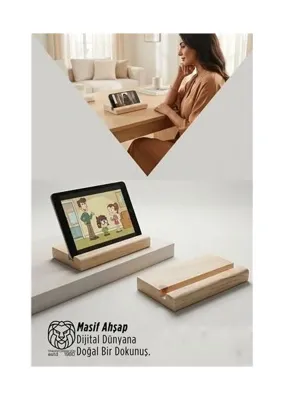 Zenvia Masif Ahşap Tablet Standı ve Telefon Tutucu – Estetik Ergonomi 722866