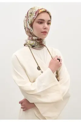 Fresh Scarfs Lotus Desen Pamuklu Viskon Eşarp Gülkurusu