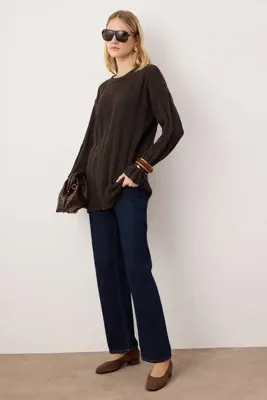 Trendyol Modest Kahverengi Buklet Triko Kazak TCTAW26AK00014