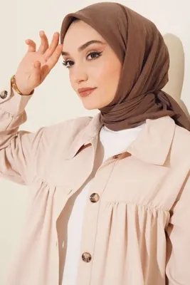 m moon scarf Premium Bambu Kraş Eşarp Kahve