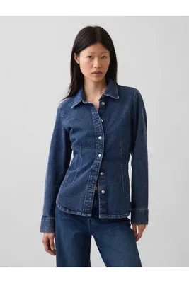 GAP Kadın Koyu Mavi Denim Fitted Gömlek