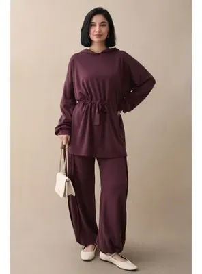 InStyle Beli Büzgülü Bordo İkili Takım