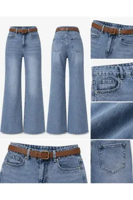 Rich Star YARIM İSPANYOL KEMERLİ KESİK PAÇA KOT PANTOLON