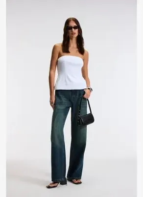 GRIMELANGE ORIANA Kadın Slim Fit Straplez Beyaz İnce