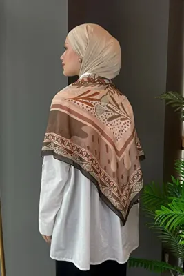 Madame Polo Willow Desen Omuz Şalı - Kahverengi