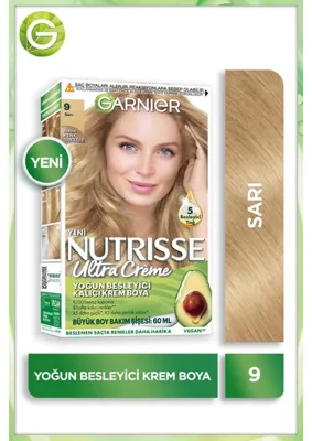 Garnier Nutrisse Yoğun Besleyici 9 Sarı Krem Saç Boyası 99 ml Amonyaksız Etkili Saç Bakım Kompleksi