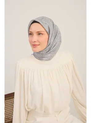 Silk Home Shiny Eşarp Etnik Desen Açık Gri
