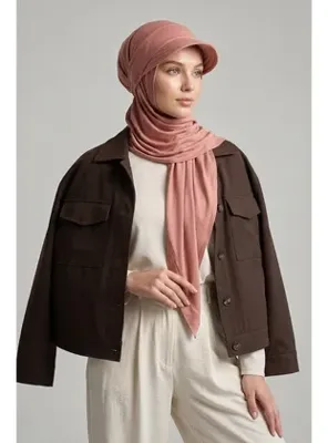Aisha's Design Çıkarılabilir, Ayarlanabilir Siperlikli Kaymaz Pratik Penye Şal,SPS-2 Kapiçino