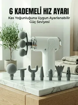 lisinya Profesyonel Kas Gevşetici Masaj Tabancası 8 Değiştirilebilir Başlıklı Kablosuz Masaj Cihazı - Lisiny