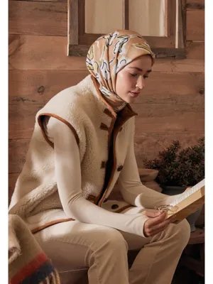 Fresh Scarfs Aspen Desen Pamuk İpek Eşarp Pastel Turuncu