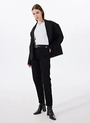 Mustang Siyah Kadın Mom Fit Yıkamalı Denim Pantolon CHARLOTTE TAPERED-1011