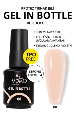 MOMO professional Gel in Bottle No.07, Akıllı Fırçalı Likit Protez Tırnak Jeli, Natural, 18 ml