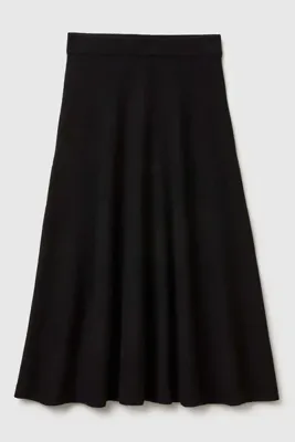 United Colors Of Benetton Siyah Kadın / Kız Kdn_Yün Karışımlı Pileli Midi Triko Etek Model Kodu: 1444D002B100