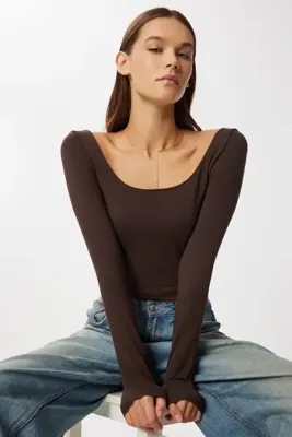 Lovelyİstanbul Basic Crop Örme Bluz LUB0255 ACI KAHVE