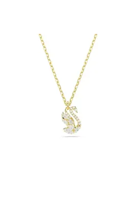 Swarovski Swan Kolye, Karışık kesimler, Kuğu, Beyaz, 18k altın rengi yüzey