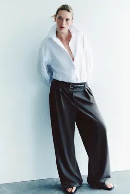H&M Kemerli Geniş Pantolon